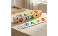 Picture Cards Wooden Rotating Puzzle Smooth Wood Matching Block Toy Fine Motor Skills Cartoon Face Puzzle Logical Thinking