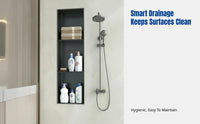Hollow Stainless Steel Niche Shelf, Built-In Bathroom Organizer, Multitier Metal Storage Cabinet