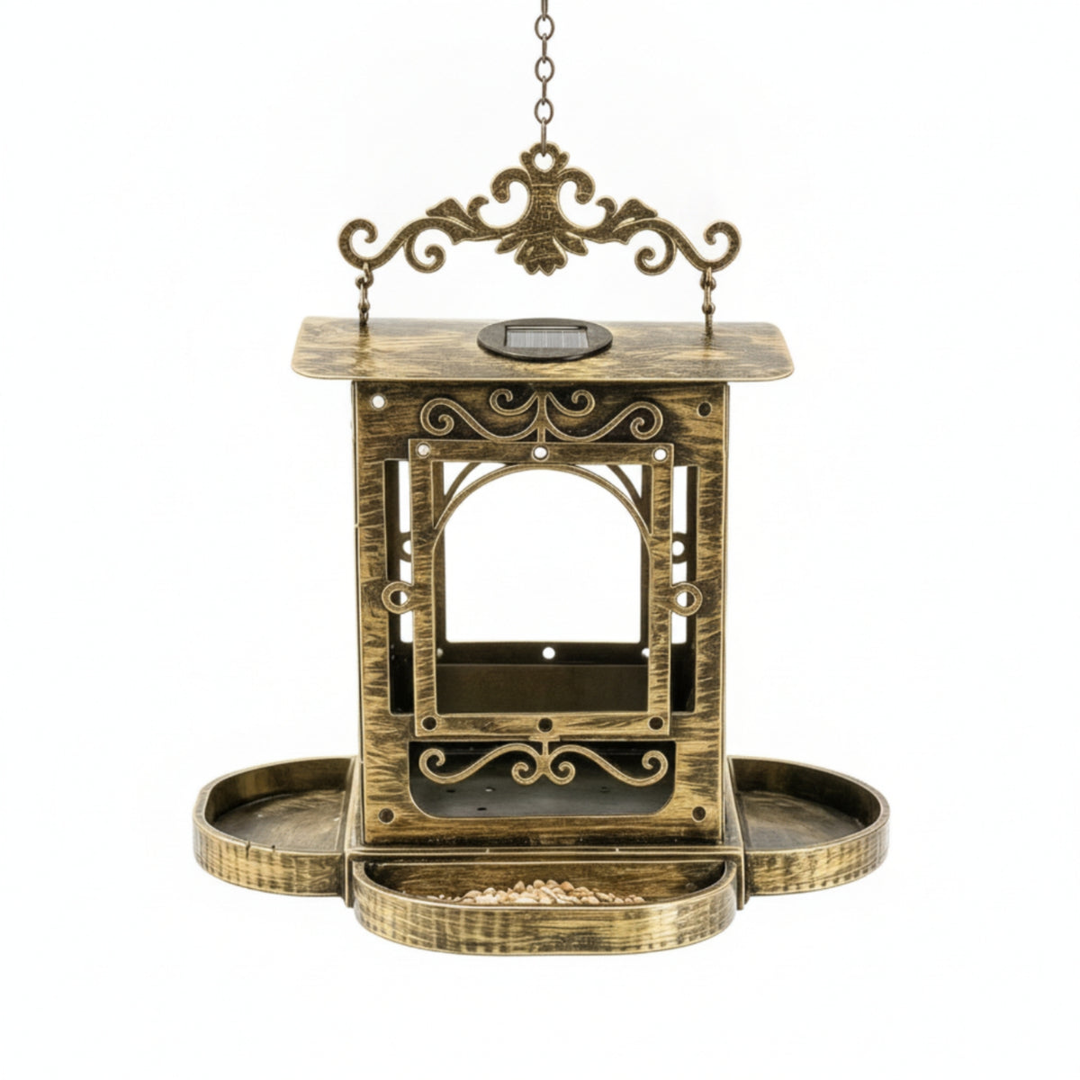 Solar Bird Feeder Vintage Bird Feeder with Solar Panel Outdoor for Balcony