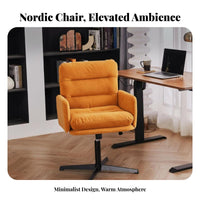 360-Degree rotate Upholstered Shell Chair with casters Elegant Design Rolling Seat Height Adjustable Vanity Stool Soft Upholstery for Home Workers, Beauticians, Students, Nail Salon, Bedroom, Study Room