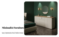 Minimalist Design Extendable Vanity Set Space-Saving Dressing Table Flip-Top Mirror Makeup Station Biometric Lock for Apartment Dwellers, Homeowners, Content Creators, Walk-in Closet