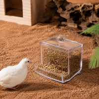 Automatic Chicken Feeder and Waterer Set, Chicken Waterer and Chicken Feeder for Button Quail, Transparent Clear with White Base