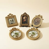 5 Pieces Tabletop Photo Frame Vintage Picture Frame with Stand Gold Tone Picture Holder for Collectors