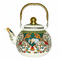 Multi-Purpose Floral Enamel Tea Kettle Easy to Clean Vintage Stovetop Teapot Large Capacity Floral Enamel Teapot Gift-Ready for Home Decor