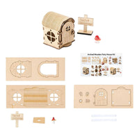 Educational Toy DIY Wooden Fairy House Kit Creative Gift Arched Roof Elf House Model Home Decor for Hobbyists, Adults, Desktop Decoration