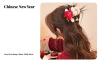 Chinese Lion Dance Hair Claw Jingling Bells New Year Bell Hair Clip Cute Design Festive Bun Holder for Women, Children, Festivals, Parties, Daily Wear
