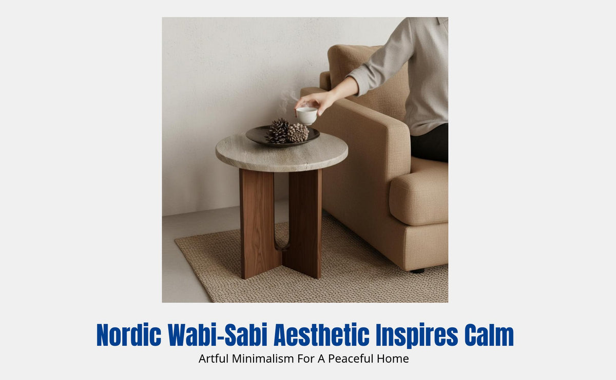 Travertine Wabi-Sabi Coffee Table, Minimalist Round Side Table with Wood Legs, Vintage Bedside Table, Living Room Accent Table