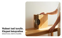 LP Album Storage Box Clear Acrylic Panels Wooden LP Album Box Retro Design
