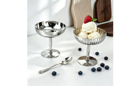 Polished Stainless Steel Dessert Cup Shatterproof Footed Dessert Cup Metal Tableware for Cafe