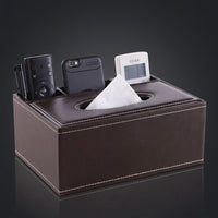 Tissue Box for Bathroom and Office, Square PU Leather Tissue Holder with Compartments, Facial Napkin Dispenser, Modern Minimalist Style