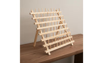 Folding Spool Rack Vertical Pegs Wooden Thread Rack-Saving Thread Holder Stand