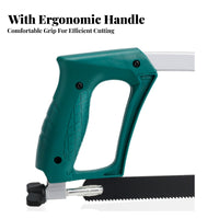 Hacksaw Non-Slip Handle Hacksaw Frame Comfortable Grip Manual Bow Saw for DIY Enthusiasts, Tradespeople, Workshop, Household Repair, Job Site