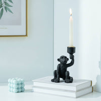 Textured Monkey Candle Holder Resin Taper Candle Holder Decorative Monkey Candlestick Indoor for Wedding
