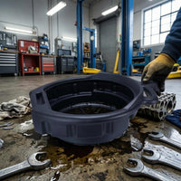 Built-in Handle Oil Drain Pan exposedTop Oil Collection Basin Shallow Plastic Drain Pan Wide Rim for Garage, Workshop