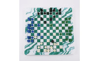 Marble-Style Four-Player Chess Set Easy to Carry Chess Set with Mat Sturdy High Quality for Families, Gatherings