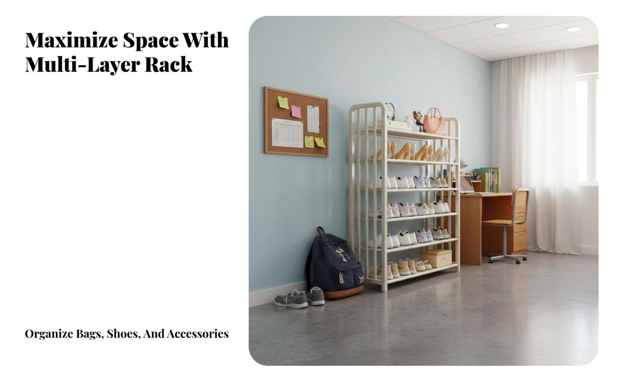 Multi-Tier Shoe Rack Space-Saving Freestanding Shoe Organizer Easy Installation Freestanding Storage Shelf for Homeowners, Dorm Room, Hallway, Bedroom