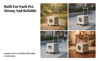 Foldable Pet Carrier Trolley Rotating Wheelbase Cat-Ear Accents Transparent Window