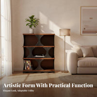 Multi-Tier Shelving Unit Thickened Shelves 3-Tier Shelf with Curved Dividers High Stability Semi-Hidden Compartments for Bedroom