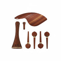 Violin Tailpiece Peg Chinrest End Button Set Easy to Install Redwood Violin Fittings Decorative Inlay Instrument Hardware