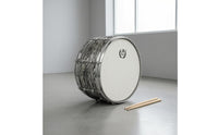 Chrome-Colored Hardware stripedPattern Snare Drum White Drumhead 14-Inch Snare Drum Natural Stick Attack Percussion Instrument Enhanced Reverberation