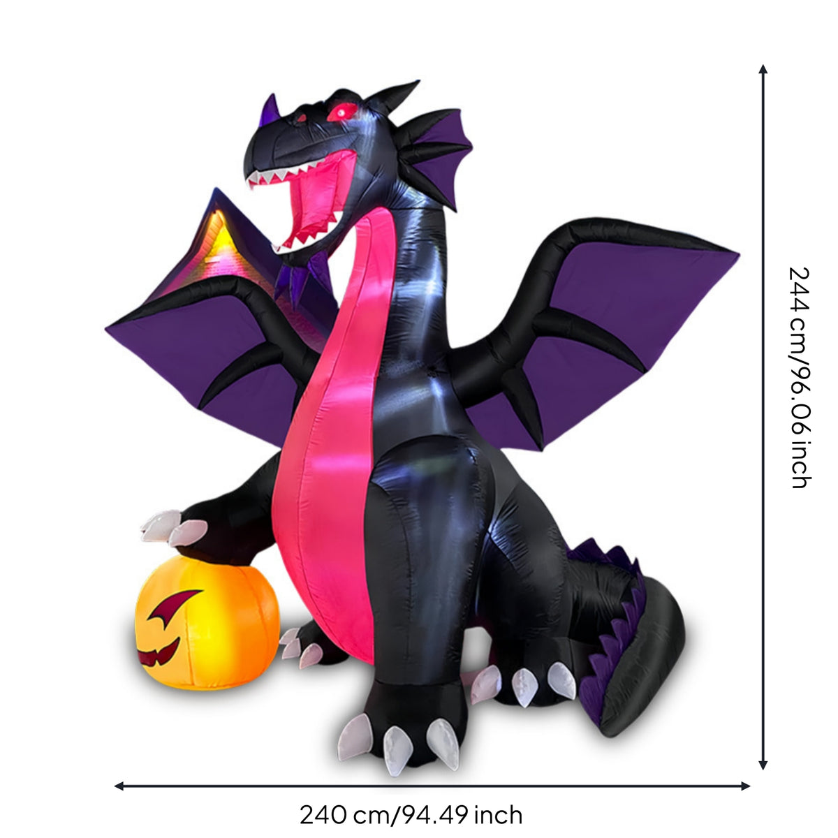 Inflatable Dragon with Pumpkin Giant Halloween Inflatable Dragon for Lawn