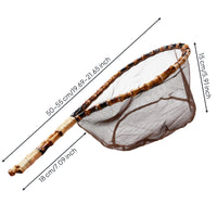 Bamboo Landing Net Deep Bag Handheld Fishing Net Fine Mesh Sturdy for Anglers