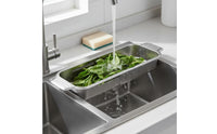 Adjustable Telescopic Drain Basket Rust Resistant Stainless Steel Dish Rack Easy to Hygienic zoneSaving Drying Rack for Vegetable Rinsing