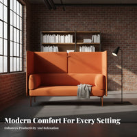 Semi-Enclosed Shape Highrear Privacy Sofa Creates Private Space Banquette utilitarian aesthetic Lounge Seating Minimalist Aesthetic for Interior Designers, Office Managers, Business Owners, Reception Area, Break Room