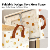 Fold-Flat Design Foldable Clothing Box with transparent panel Stackable Closet Organizer Large Capacity Fabric Bin particleresistant for Homeowners, Students, Families, Bedroom, Under Bed, Dorm Room, Attic