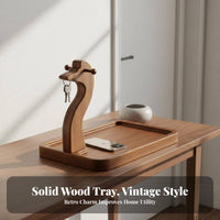Multi-Functional Design Entryway Valet Tray Nature Inspired Solid Wood Band Dish Strong Load-Bearing for Desktop, Dresser Top, Bedside Table