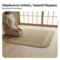 Long-Lasting Round Woven Rug Farmhouse Decor Hand Woven Circular Rug Versatile Braided Straw Mat for Interior Decorators, Meditation Practitioners, Living Room, Bedroom, Indoors, Hallway