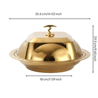 Heat Resistant Polished Finish Fruit Tray with Lid Domed Dome Lid Stainless Steel Serving Platter