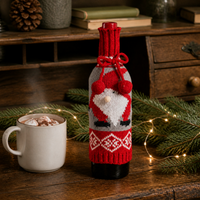 Christmas Wine Bottle Cover Decor Set - Santa, Snowman, Reindeer Designs