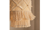 Handmade Macrame Lampshade Cylindrical Macrame Pendant Light Shade Decorative Lampshade with Fringe Unique Design for Bedroom, Cafe