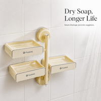Suction Cup Rotating Soap Dish Wall Mounted Drain Soap Holder for Bathroom