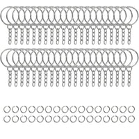 120 Pieces Multi Purpose Round Shiny Finish DIY Keychain Kit Key Loop and Clasp Set Iron Keychain Making Kit