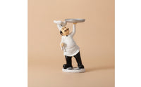 Hand-Painted Chef Figurine Resin Figurine with Tray Compact Chef Statue Collectible for Kitchen, Countertop