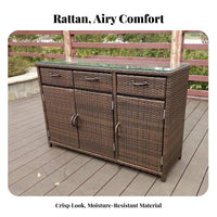 Waterresistant Rattan Door Cabinet sunlight-resistant Multi-Shelf Wicker Cabinet Multifunctional Outdoor Furniture With Doors for Apartment Dwellers, Interior Design fans, Balcony, Garden, Entrance, Hallmanner