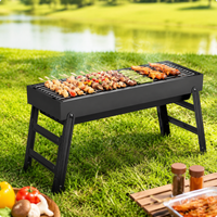 Foldable Charcoal Grill, Portable Camping Grill for 3-7 People, Suitcase Grill with Grill Grate, 88.5x23x29.5cm