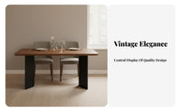 French Retro design Rectangular Meal Table mid-centuryera Modern Design Rectangular Wood Table long-lasting and Sturdy Household Furniture Easy to Clean for Families, Homeowners, Hosts, Dining Room, Kitchen, Home