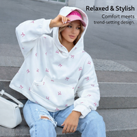 Hoodie for Women UK with Printed Design, Oversized Baggy Fit Hoodies for Girls, Long Sleeve Streetwear Travel with Pockets