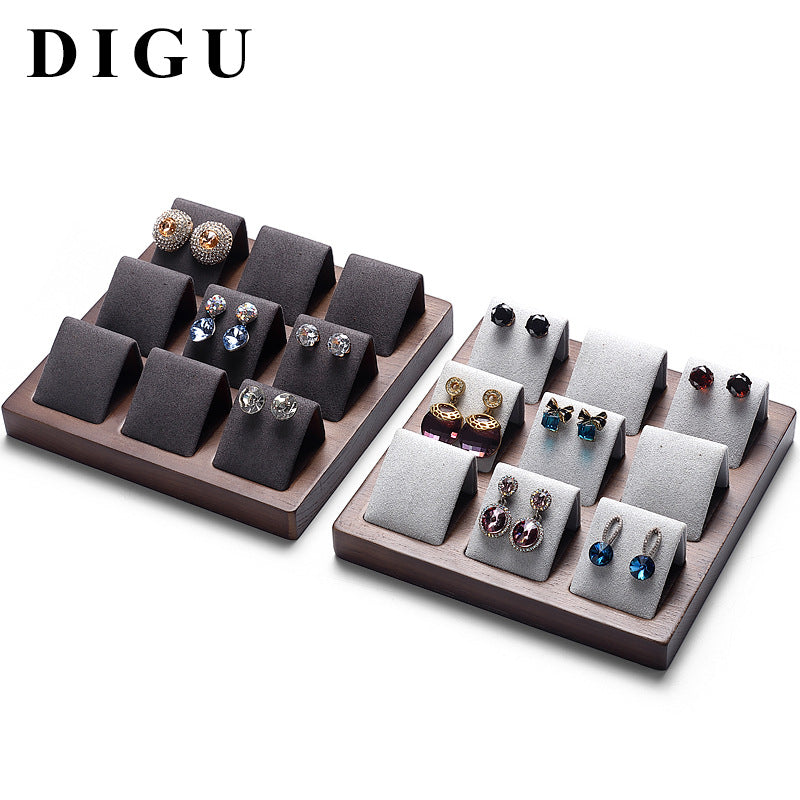 DIGU Solid Wood Jewelry Display Tray for Earrings and Ear Studs