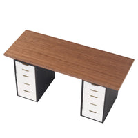 Miniature Model Food Play Mini Office Desk File Cabinet Black Walnut Cherry Wood 1/12 Dollhouse