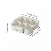 8-Compartment Food Storage Container Transparent Body Divided Serving Tray
