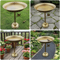 Metal Pedestal Bird Bath Weighted Bird Bath with Stand Patio Garden Decor Yard for Gardeners