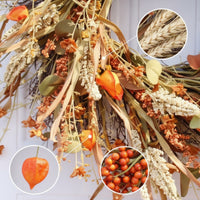 Door Wreath with Rattan Hoop Large Wall Wreath with Berries Seasonal for Farmhouse Decor