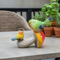 Colorful Bird and Mushroom Decor Bright Colors Birds on Mushroom Figurine Weather Resistant Lawn Ornament for Patio