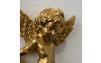2 Pieces European Design Angel Wall Decor Polyresin Resin Angel Hanging Decor 3D Relief Design Cherub Figurine Home Accent for Living Room, Entryway