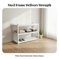 High Bearing Capacity Garment Rack with Hanging Rods Heavy-Duty Exposed Wardrobe with Shelves Easy Assembly Unrestricted Standing Closet Organizer Versatile Design for Homeowners, Students, Cloakroom, Dorm Room, Entryway, Warehouse