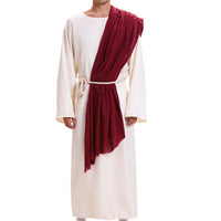 3 Pieces Full-Length Design Biblical Robe Set Long-Sleeved Biblical Robe and Headpiece Set Oversized Scarf Religious Outfit Comfortable Fit for Adults, Cosplayers, Church Members, Halloween, Stage Performance, Nativity Plays
